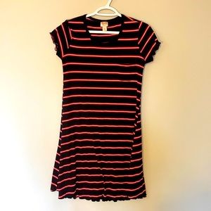 Navy and red stripe cotton stretch dress